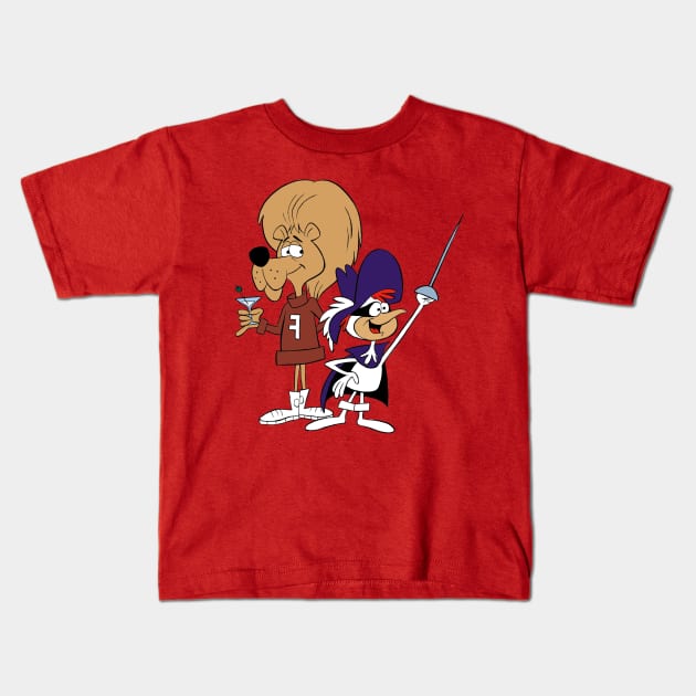 Super Chicken and Fred Kids T-Shirt by offsetvinylfilm